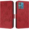 BRAND SET Flip Cover per Motorola Edge 40 Neo, Custodia Pelle PU Magnetica Libro [Funzione Stand] [Slot Cart] Antiurto Custodia Portafoglio per Motorola Edge 40 Neo-Rosso
