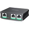 LINOVISION Estensore Poe Gigabit a 2 Porte Industriale, Pass-Through e Splitter 30W Poe per Due Telecamere Poe o AP Wireless, Ripetitore o Booster Poe per Estensione Aggiuntiva di 100m