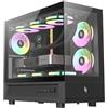 GAMEMAX NEX C31 Case gaming M-ATX mid-tower panoramico, doppi pannelli in vetro temperato, 3 ventole ARGB PWM 120mm preinstallate, Type-C, 2× USB 3.0, radiatore 360mm, per gaming, RTX 4090 & RTX 5090