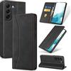 Phoona Cover per Samsung Galaxy S22 5G con 1 Vetro Temperato, Custodia Portafoglio Pelle PU Alta Qualità [Blocco Rfid][Antiurto][Magnetica][Porta Carte][Funzione Supporto] Libro Case Nero
