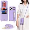 Ｈａｖａｙａ Cover per iPhone 11 Pro Max con cordino Porta Carte Custodia iPhone 11 Pro Max con cerniera cordino Ring portafoglio donna - Viola