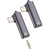 HOYULLI Adattatore da USB C a Jack Cuffie da 3,5 mm (2 pezzi) Adattatore per cavo audio DAC di tipo C per iPhone 16 15 Pro Max per Apple compatibile con Samsung S25 Convertitore per iPad connettore AUX