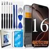Generic CHOWCHOW - Kit di ricambio per schermo LCD/OLED per iPhone 16, con pellicola protettiva in vetro temperato, durezza 9H, display con strumenti di riparazione, kit professionale LCD/OLED, RM UK 24H