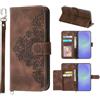 Auslbin Fiore Cover per Xiaomi Poco X6 Pro 5G/ Redmi K70e 6.67, Slot a 5 Carte Custodia Protettiva in pelle PU Stile Vintage per Poco X6 Pro 5G/ K70e, Marrone