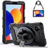 Gerutek Cover per Xiaomi Redmi Pad SE 8.7 Pollici 2024, Custodia Robusta in Silicone Antiurto con Cavalletto Girevole 360 e Cinghia a Mano/Spalla per Redmi Pad SE Cover, Nero