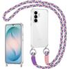Coiwxmoi Cover per Samsung Galaxy S26 con Cordino, Custodia Trasparente con Regolabile Collana Ultra Sottile Antiurto AntiGraffio TPU Silicone Bumper Protettiva Case con Laccio Tracolla, Viola