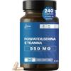 Bluma Fosfatidilserina e Teanina 240 Capsule 8 Mesi 1 Capsula al Giorno per Stress e Cortisolo- Alto Dosaggio 550 MG per Focus- Performance Mentale e Lucidità