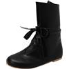 Generisch 2026 Stivali medievali da uomo, stivali punk retrò medievali con lacci, stivali, scarpe stringate morbide, comode, scarpe casual, pompon imbottiti, scarpe da uomo gialle, Nero , 45 EU