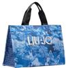 LIU JO Printed Denim Tote L Denim Flowers