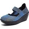 Touchmosees Sandali da donna con zeppa con zeppa in tessuto Mary Jane scarpe comode scarpe da passeggio, 889/Blu, 41 EU
