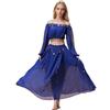 Baisdan Costume da danza del ventre da donna con gonna in chiffon per danza del ventre costumi di carnevale blu scuro