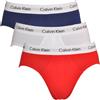 Calvin Klein Hip Brief 3Pk 0000U2661G, Slip, Uomo, Multicolore (White/Red Ginger/Pyro Blue), S