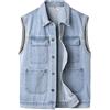 KTWOLEN Gilet di Jeans da Uomo Senza Maniche Giacca di Jeans Vintage Gilet da Cowboy Giubbino in Denim Smanicato da Moto, Blu, 4XL