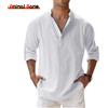 ANIMAL GAME Nuove camicie da uomo in cotone e lino Camicie casual Camicie da spiaggia Henley a maniche lunghe leggere Magliette hawaiane da uomo