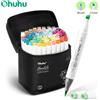 Ohuhu Honolulu Pennarelli Set Pennarelli colorati Pennarelli artistici alcol Doppia punta ricaricabili Schizzo Disegno Manga Materiale scolastico d'arte