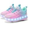 NONE Scarpe da skate a rotelle con luce a led per bambini a due ruote per bambini Ragazzi Ragazze Sport luminosi Sneakers luminose Skateboard Ricarica USB