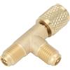VGEBY Adattatore a T con attacco rapido per condizionatore con nucleo valvola Ottone 1/4 pollici SAE Struttura robusta Adattatore a T HAVC per R22 R12 R134