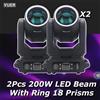Yuer 2 Pz/lotto LED Con Anello Luce A Testa Mobile 200W Fascio + Spot + 18 Prismi Rotanti + Effetto Arcobaleno Dmx Effetto Luce Della Fase Luce Discoteca Dj