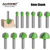 AURWOF 1pc 8mm Shank Ball Nose End Mill Round Nose Cove punta di fresatura CNC Radius Core Box Solid Carbide Router Bit Tools C08042
