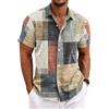 NONE Camicia estiva da uomo Vintage Patchwork stampato bottone risvolto camicia a maniche corte maglietta tropicale per le vacanze moda abbigliamento uomo morbido