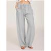 NONE Pantaloni di lino in cotone da donna estivi e autunnali Tasche in vita elastiche casual solide Pantaloni a gamba larga Pantaloni dritti da donna alla moda