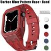 CAOWTAN Custodia in fibra di carbonio + cinturino per cinturino Apple Watch 9 8 7 45mm Cover per PC in silicone per serie iwatch 6 SE 5 4 44MM 42MM Bracciale in gomma