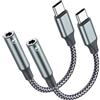 NONE Adattatore jack per cuffie da USB tipo C a 3,5 mm, (2 pezzi) Convertitore cavo audio USB-C da 3,5 mm per IPhone15 Pro MAX Huawei