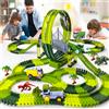 TONERJU Set di binari per auto da corsa per dinosauri elettrici, giocattolo educativo per auto su rotaia flessibile per arrampicata magica per bambini
