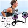 sweetfull Mini ventilatore sportivo ricaricabile tramite USB, collo regolabile a 3 velocità, doppio ventilatore, per casa, ufficio, viaggio all'aperto, ventilatore portatile da appendere al collo