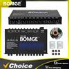 BOMGE Equalizzatore audio per auto a 9 bande, con uscita anteriore, posteriore + secondaria, uscita audio regolabile con driver di linea 8 V RMS per auto