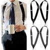 NONE Bretelle vintage per donne adulte uomini 2,5 cm di larghezza incrociate sul retro 2 clip laterali cinghie elastiche regolabili per pantaloni