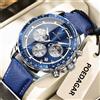 POEDAGAR Orologio da uomo originale alla moda Cronografo impermeabile luminoso Data Orologio da polso da uomo in pelle al quarzo Sport Orologi da uomo Reloj