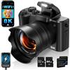 AMORUS Fotocamera digitale 8K per fotografia Fotocamera per vlogging WiFi 88MP con messa a fuoco automatica con fotocamera da viaggio touch screen con zoom digitale 16X a doppio obiettivo