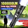 KDULIT Torcia super luminosa da 100000LM Torcia LED ricaricabile di tipo C Lampada tattica a lungo raggio per lanterna da campeggio impermeabile esterna