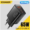 ESSAGER Caricatore GaN Essager 65W Caricatore Quick Charge 4.0 USB C per iPhone 17 16 15 Pro Max Laptop MacBook Air Tablet Caricatore rapido PD