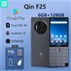 QIN Nuovo smartphone Qin F25, Google Play, Android 14, carte SIM doppie, 6 GB + 128 GB, 2700 mAh, WIFI Bluetooth, schermo touch da 3,54 pollici, MTK8786