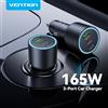 Vention 165W USB C Caricabatteria da auto 3 porte PD QC 4.0 45W per Samsung S25 iPhone 17 16 MacBook 100W Adattatore di ricarica rapida con LED
