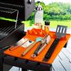 NONE Tappetino per barbecue in silicone per supporto per bruciatore laterale Portaoggetti per utensili da cucina Tappetino in silicone per controsoffitto per griglia esterna con vassoio antigoccia