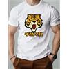 NONE T-shirt con stampa di tigre, t-shirt alla moda unisex, top sportivo casual per l'outdoor, vestibilità ampia, 100% cotone, manica corta, taglie forti