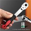NONE Chiave a cricchetto reversibile da 1/4 di pollice in acciaio ad alto tenore di carbonio, impugnatura a sgancio rapido per bricolage e riparazioni auto - 1 utensile