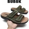BUBUK Ciabatte da uomo in vera pelle Bubuk, sandali casual da esterno, scarpe sportive, scarpe da spiaggia, realizzate in pelle bovina di alta qualità, dotate di un comodo design a punta aperta, adatte per