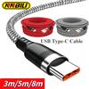 NNBILI Cavo USB TYPE C NNBILI da 3 m/5 m/8 m, cavo di ricarica super veloce da 5 A per gamma completa di Huawei, Samsung, Oppo, OnePlus, prolunga USB C universale