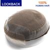 Lookback Protesi Capillare Maschile Durevole con Frontale in Pizzo Svizzero e Base Mono, Sistema di Capelli 100% Umani, Toupet Parrucca da Uomo, Spedizione Gratuita