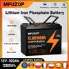MFUZOP Batteria LiFePO4 MFUZOP 12V 100Ah Portatile Ricaricabile con Sistema BMS Intelligente Integrato, Ciclo Profondo 8000+ per Camper e Solare, Senza IVA
