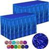 NONE Set di 2 Gonne da Tavolo in Plastica Blu Scuro, Decorazione per Feste ed Eventi, Gonna da Tavolo Metallizzata a Strisce Ondulate