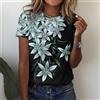 NONE T-shirt da donna con stampa floreale 3D a maniche corte, estiva, taglie forti, novità 2026