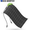 ECO－WORTHY Pannello Solare Monocristallino Flessibile ECO-WORTHY, 130 W, 12 V, con Cavo di Ricarica per Camper, Auto, Barche, Batterie 12 V