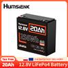 Humsienk Batteria LiFePo4 Humsienk 12V 20Ah con BMS 20A, Batteria Portatile al Litio Ferro Fosfato Ricaricabile a Ciclo Profondo 5000+ per Scooter per Bambini, Motori per Barche, Ecoscandagli, Radioamatori,