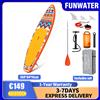 funwater Tavola da Stand Up Paddle Gonfiabile Impermeabile Funwater 335x84x15cm 165KG, SUP da Surf con Ponte Antiscivolo e Accessori Completi per Tutti i Livelli di Abilità