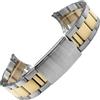 ROUREOX Estremità Curva Banda Metallo Cinturino Orologio Acciaio Inox Vintage Chiusura Subacquea Bracciale Ricambio per Seiko - Argento + Oro 18mm